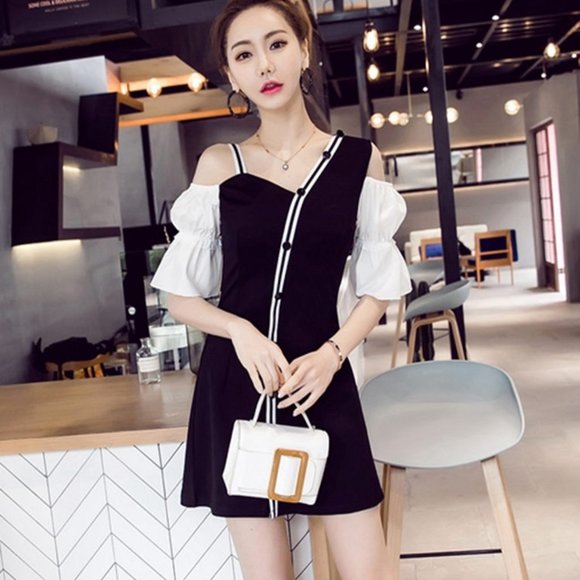 Strapless single-breasted dress summer sexy dress - Picture 1 of 1